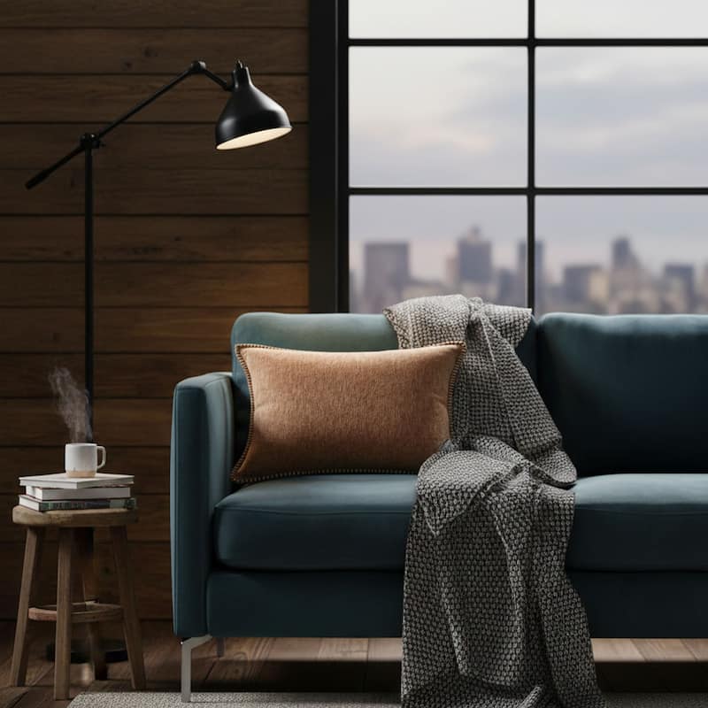 Textured Throw Pillow with Stitched Contrast Edge Set of 2