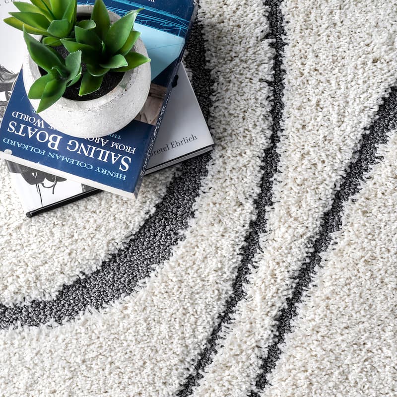 Brooklyn Rug Co Krista Contemporary Swirls Shag Area Rug
