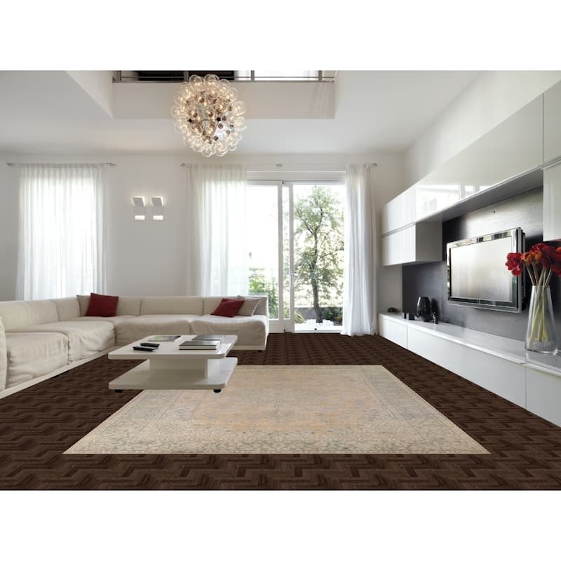 Muted Najafabad Vintage Persian Area Rug Hand-Knotted Wool Carpet - 9'10" x 12'8"