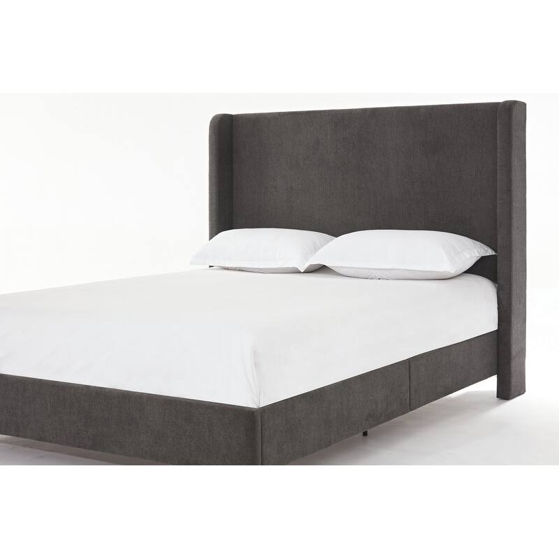 Queen Size Elegant Upholstered Bed with Wingback Headboard,No Box Spring Needed and Easy Assembly