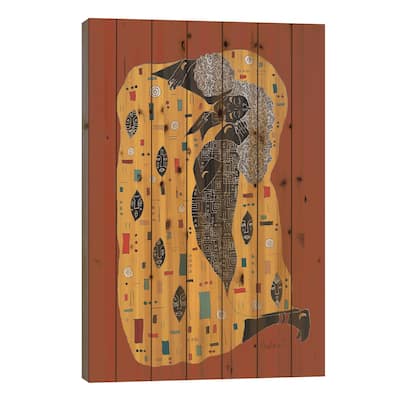 Klimt Noir - Brown Print On Wood by Aislinn Finnegan - Multi-Color