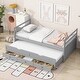 preview thumbnail 16 of 19, Twin Size Bed with Headboard, Footboard, Trundle and Three Storage Drawers, Twin Size Pine Wood Bed with Headboard, Footboard