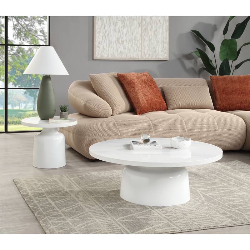 Zaid Engineering Marble & High Gloss Finish End Table - Marble - White