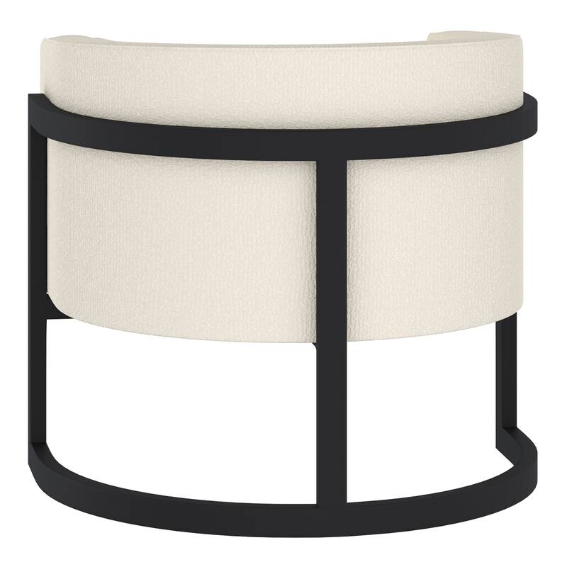 Modern Boucle Fabric Accent Chair - Ivory and Black