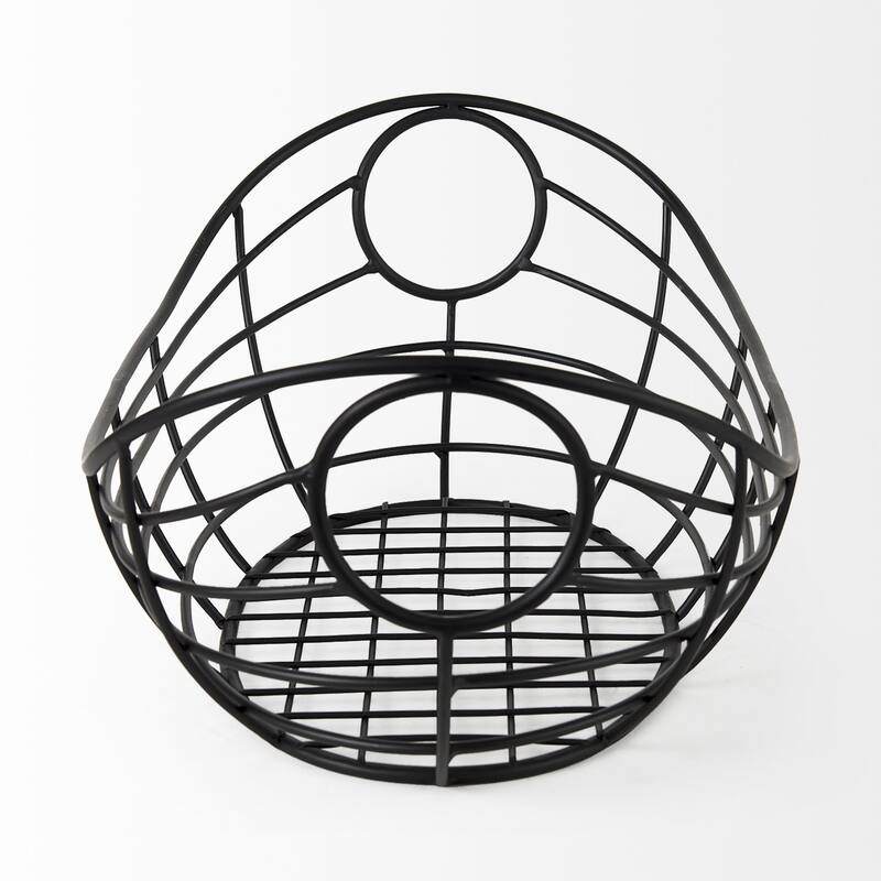 Black Metal Boat Shaped Basket - 12.0079" W x 22.0472" D x 7.874" H
