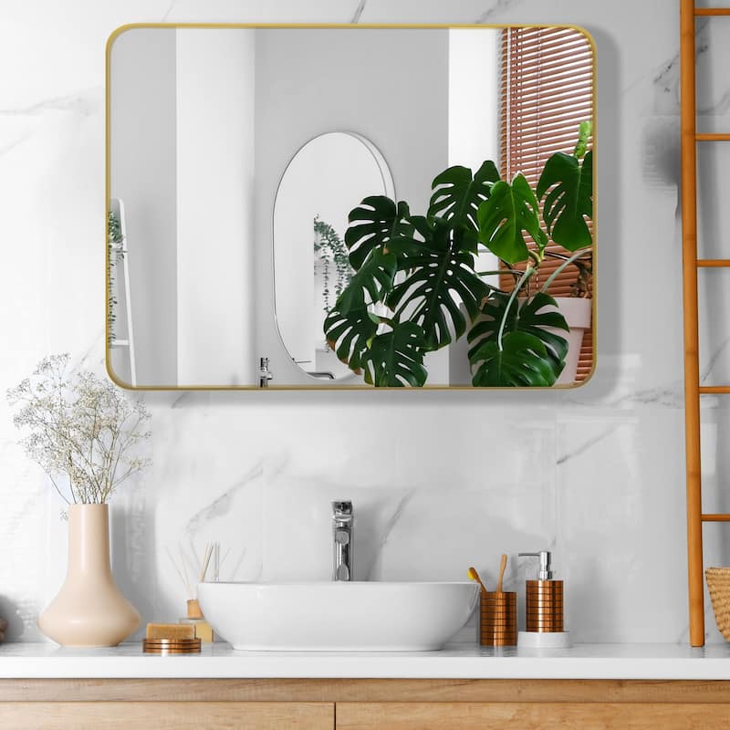 24x36 Inch Rectangular Wall Mirror for Bathroom ,Metal Framed Bathroom Mirror for Vanity