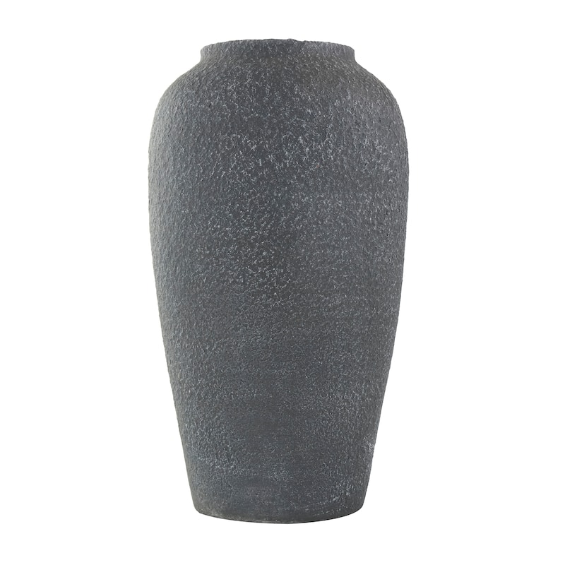 Black Ceramic Whitewashed Textured Vase
