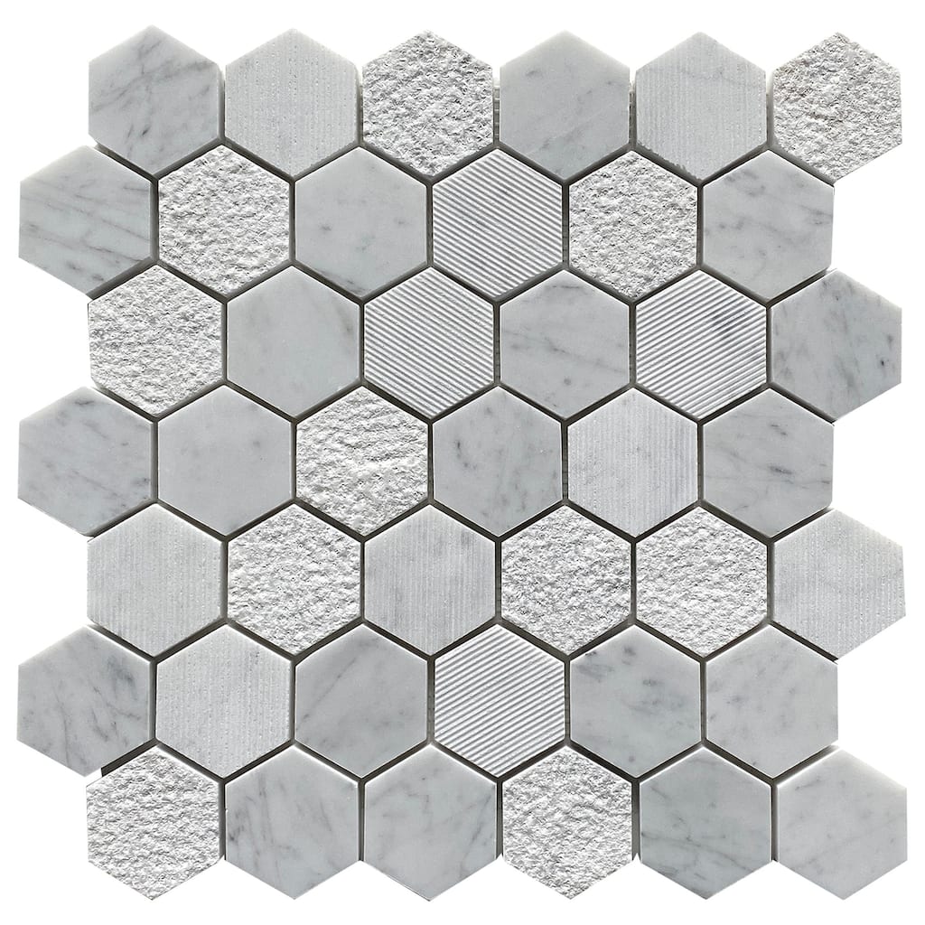 Industry Tile Carrara White 2" Hexagon Mosaic Matte (10 pc/ case)