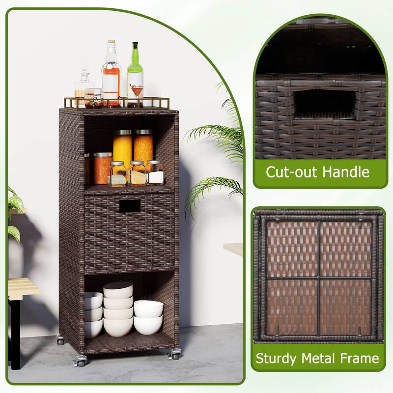 Costway Outdoor Storage Cabinet with Storage Shelves Drawer and - See Details
