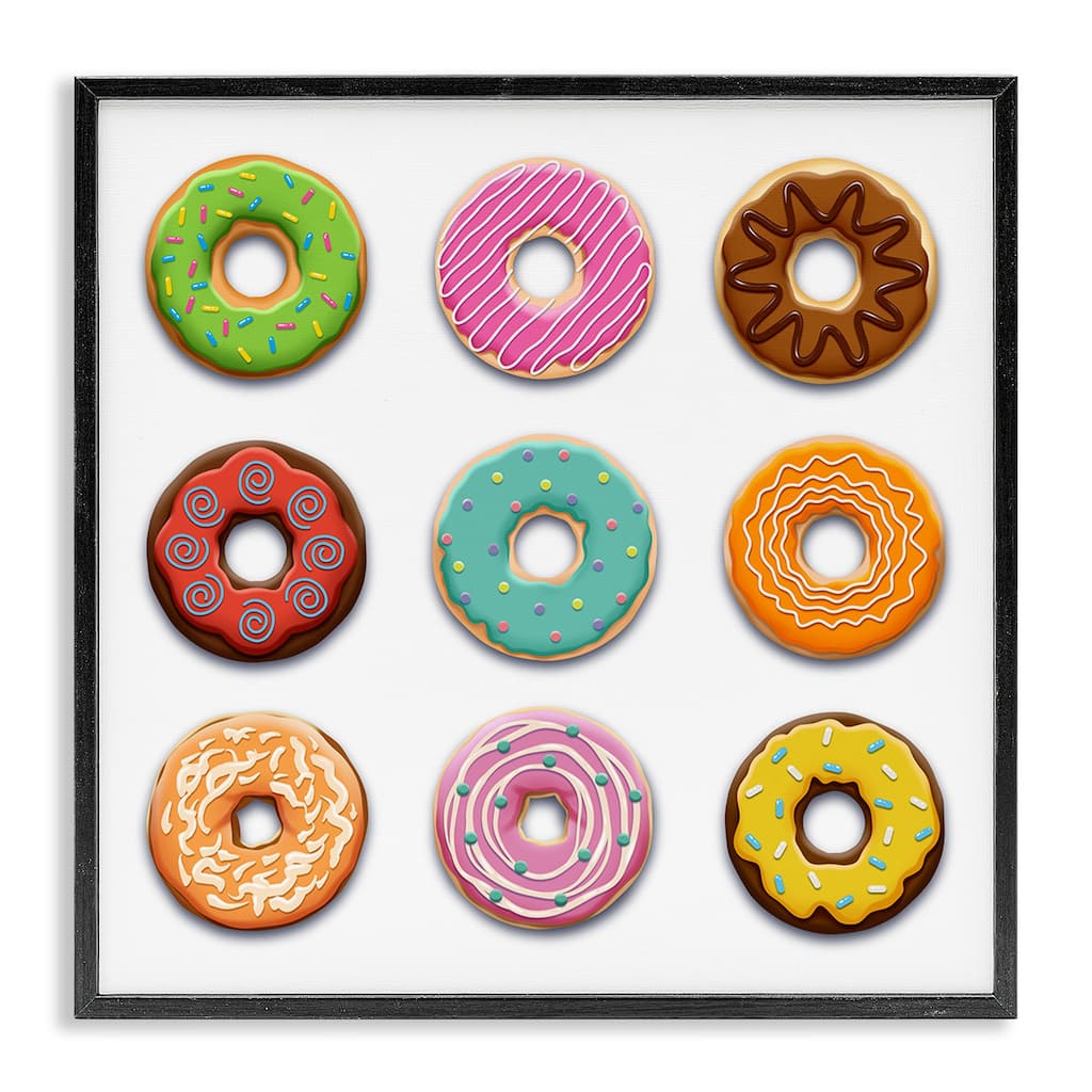 Stupell Delicious Various Donuts Framed Giclee Art Design By Marcus Prime
