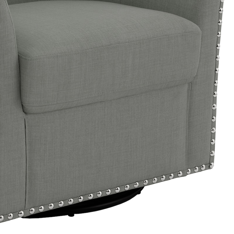 Modern Swivel Barrel Chair with Nailhead Trim