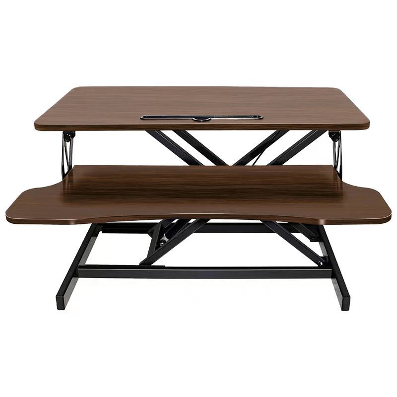 32 Inch Desk Converter, Height Adjustable Sit to Stand Riser, Dual Monitor and Laptop Workstation with Wide Keyboard Tray