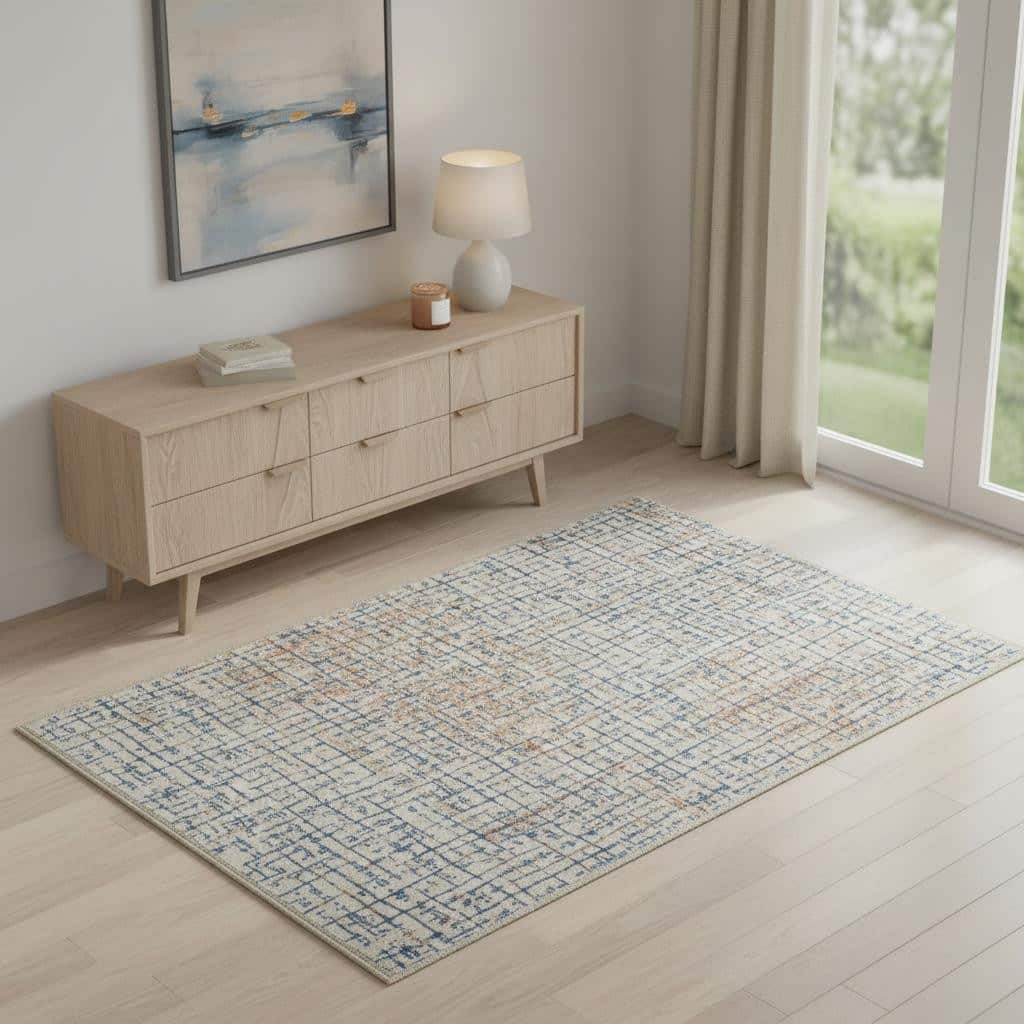 HomeRoots Abstract Modern, Contemporary Rectangle Area Rug