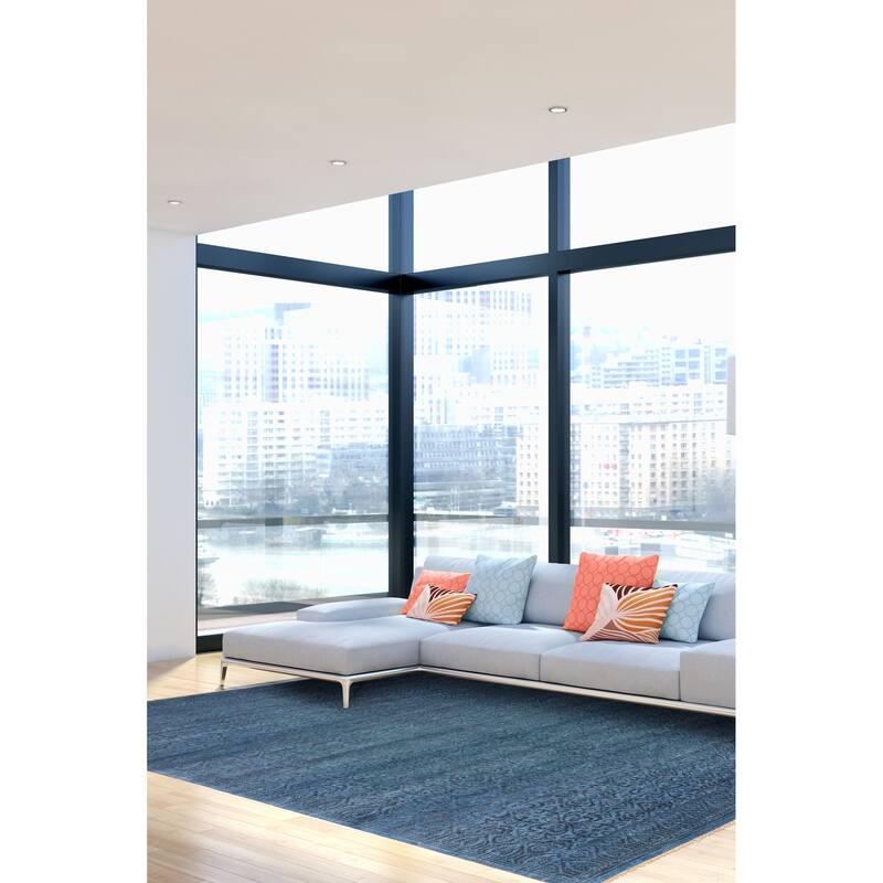 ECARPETGALLERY Hand-knotted Vibrance Blue Wool Rug - 8'1 x 10'0