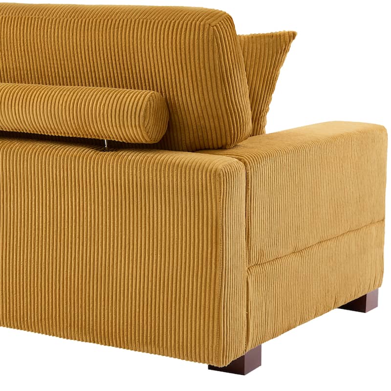 Corduroy Couch Modular Sectional Sofa with Pillows