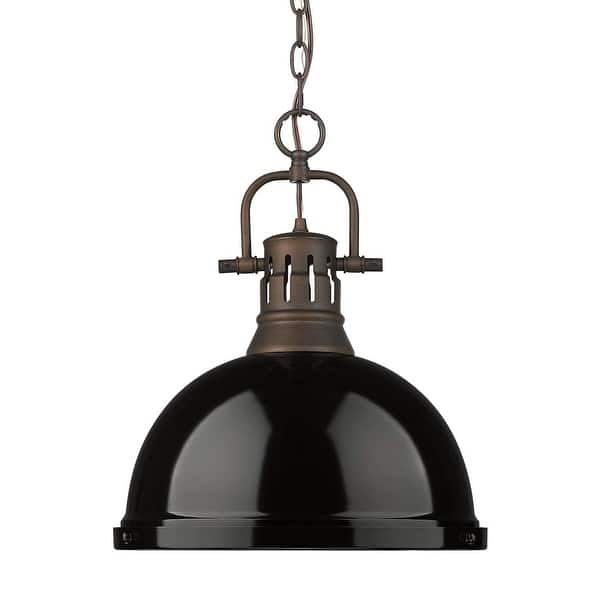 slide 2 of 11, Golden Lighting 3602-L RBZ Duncan 14" Wide Pendant Rubbed Bronze / Black