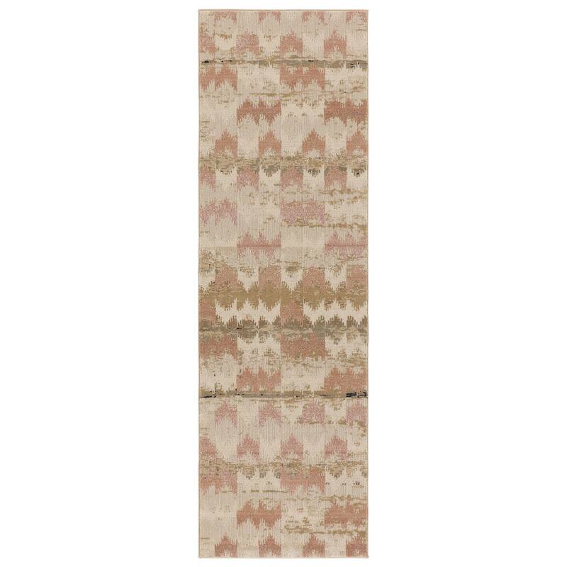 Nikki Chu Zevi Chevron Area Rug - 2'6" X 8' - Beige/Light Pink - Rectangle