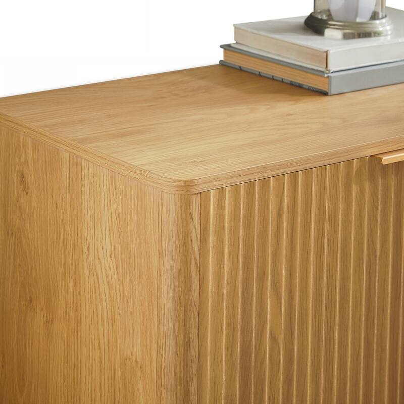 Modern Wavy Sideboard, Curved Contour Design Storage Cabinet