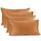 Nestl Solid Microfiber Soft Velvet Throw Pillow Cover (Set of 4) - 12" x 20" - Rust Orange Brown