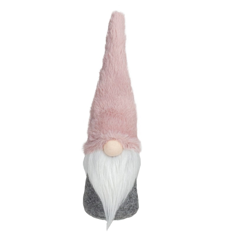11" Pink and Gray Standing Gnome Christmas Decoration