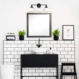 Savannah Matte Black Dimmable 3-Light Vanity Light - Matte Black/White