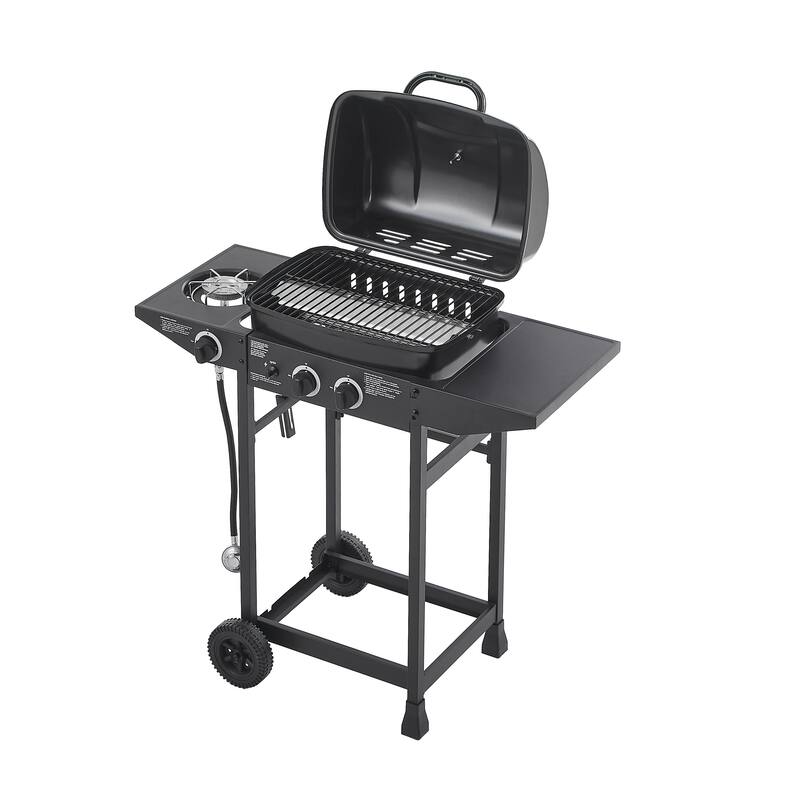 GDF Studio - Ridgewell Outdoor Propane Gas Grill with Side Burner