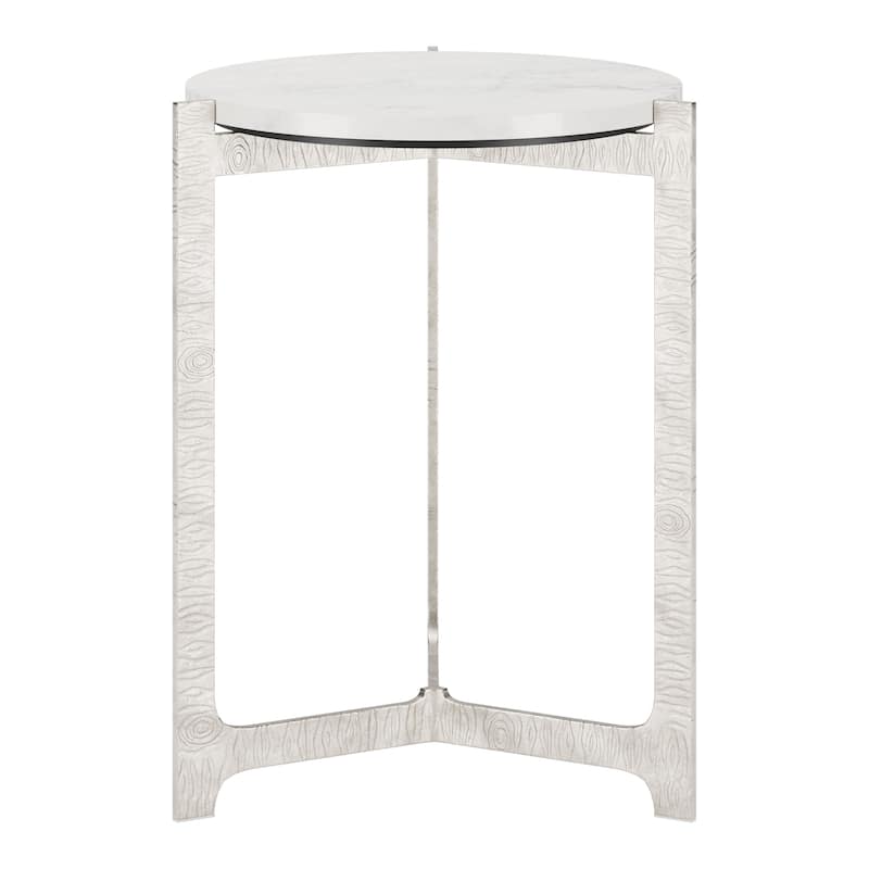 Barmas Side Table White & Silver