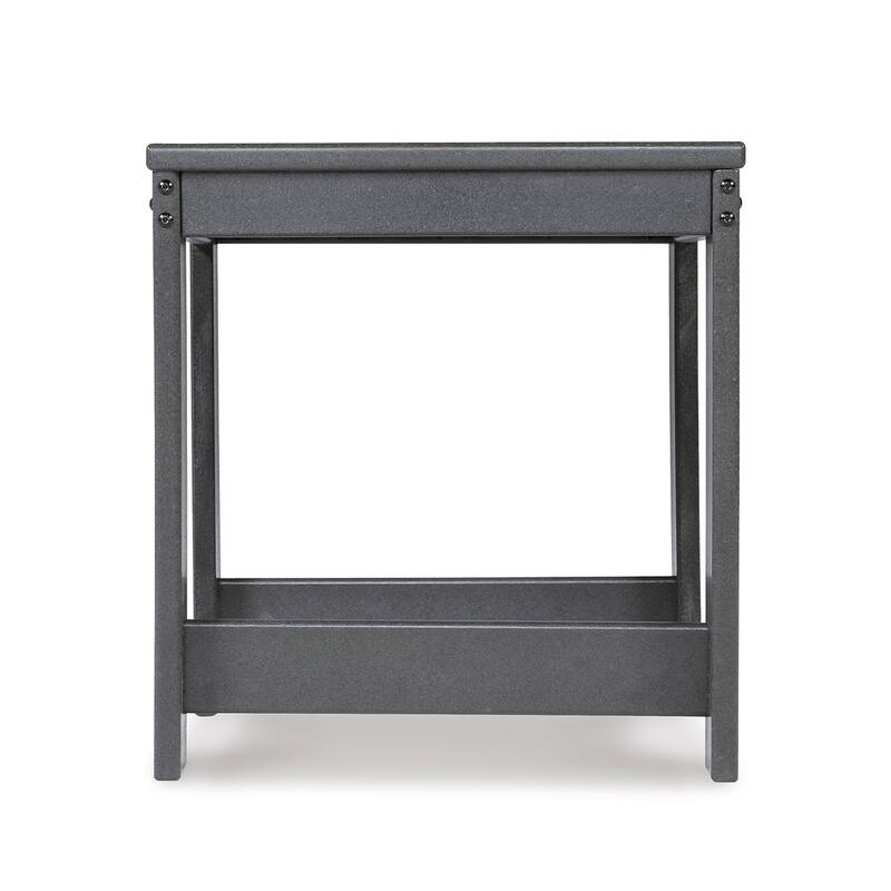 Wigo 22 Inch Outdoor Side End Table, Slatted Top, Modern Charcoal Gray