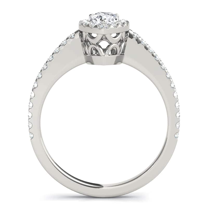 Auriya 14k White Gold Lab Grown Pear Diamond Halo Engagement Ring 0.50 to 5.00 ct. tw. (F-G VS)
