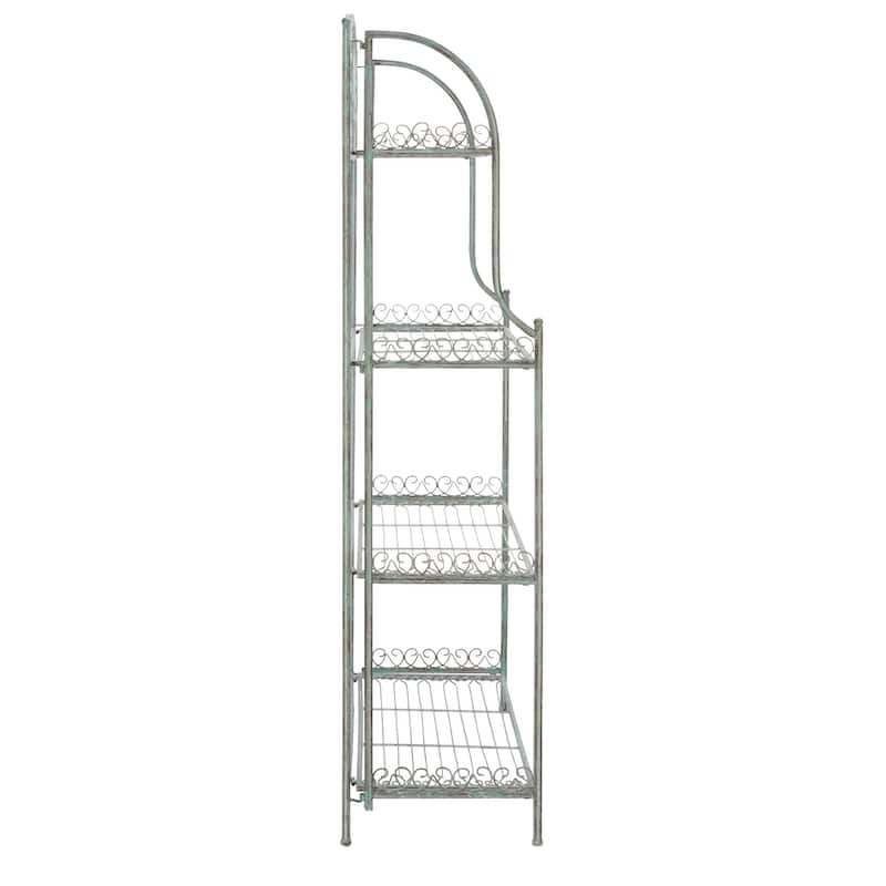 SAFAVIEH Bryn Victorian Wrought Iron 4-Tier Outdoor Bakers Rack - 25 In. W x 15 In. D x 63 In. H - 25"W x 15"D x 63"H