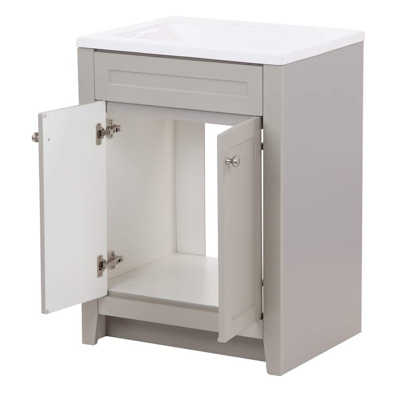 Spring Mill Cabinets Wyre 24" 2-Door Bathroom Vanity With White Sink Top