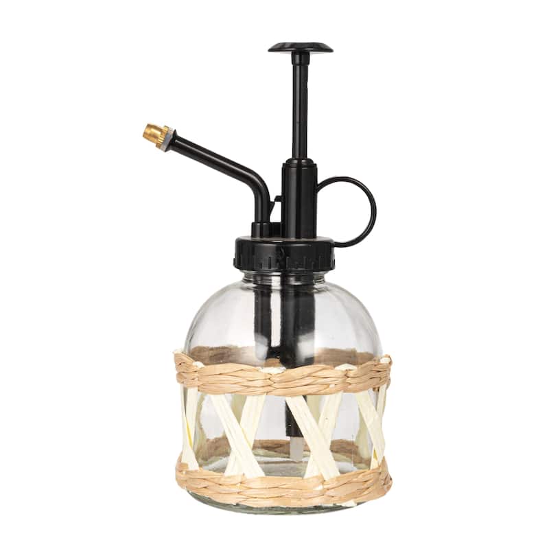 Glass Plant Mister with Woven Sleeve - 3.5"L x 3.0"W x 6.8"H