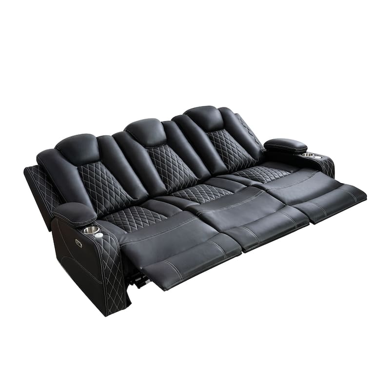 Premium Air Leather Home Theater Loveseat with LED Lights, Recliner with Built-in Speakers & Wireless Charging