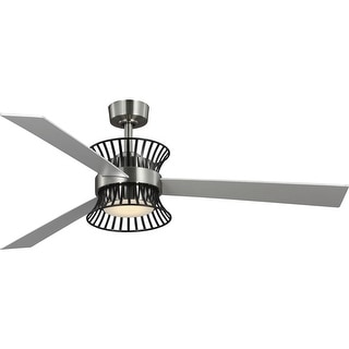 Bisbee Collection 55-in Three-Blade Brushed Nickel Global Ceiling Fan ...
