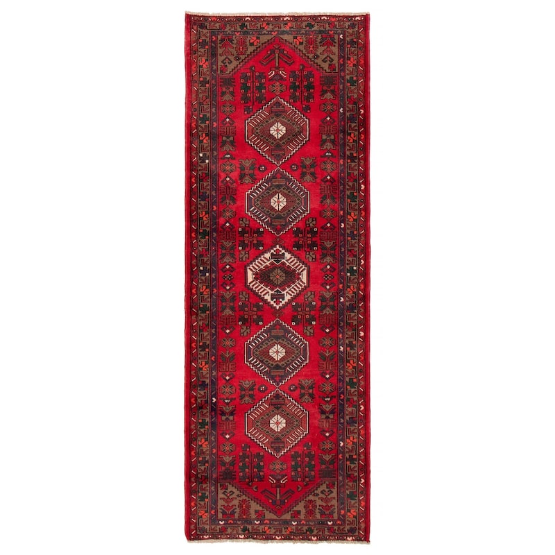 ECARPETGALLERY Hand-knotted Andelz Red Wool Rug - 3'4 x 9'4 - Red - 3'4 x 9'4