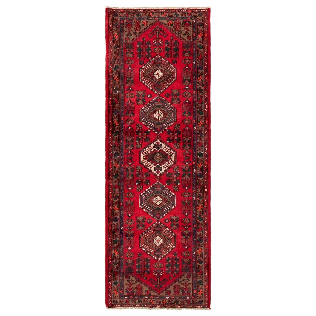 ECARPETGALLERY Hand-knotted Andelz Red Wool Rug - 3'4 x 9'4