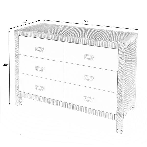 Corfu 6 Drawer Natural Raffia Double Dresser