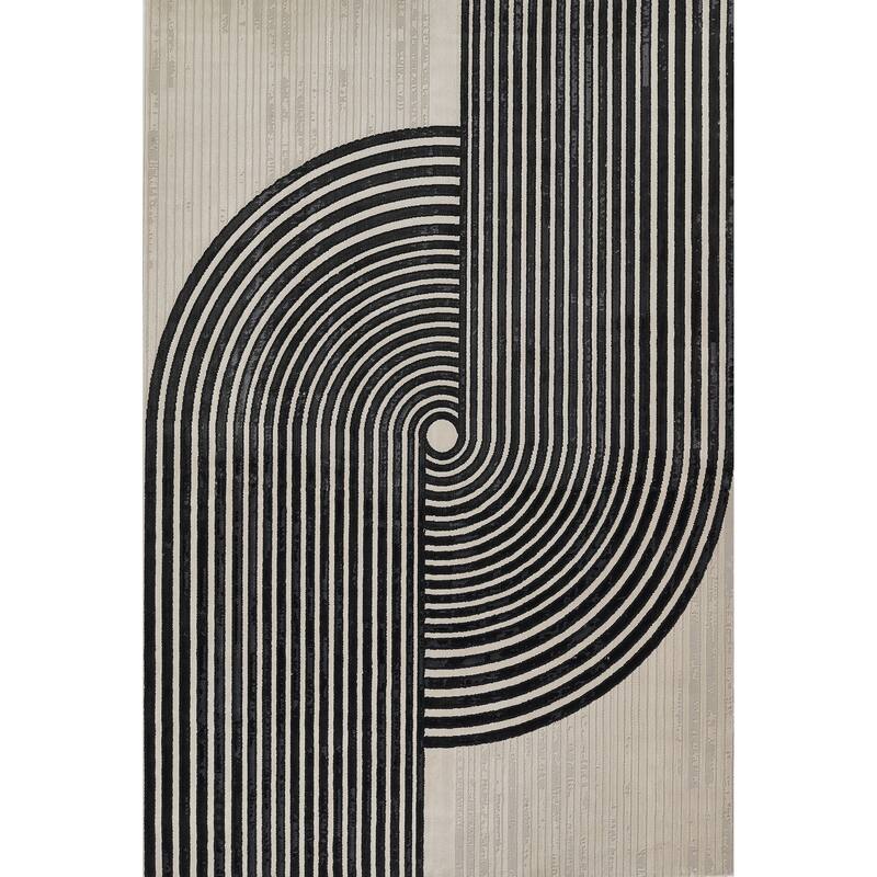 Momeni Xander Polyester Geometric Area Rug - 2'3" X 7'6" Runner - Ivory