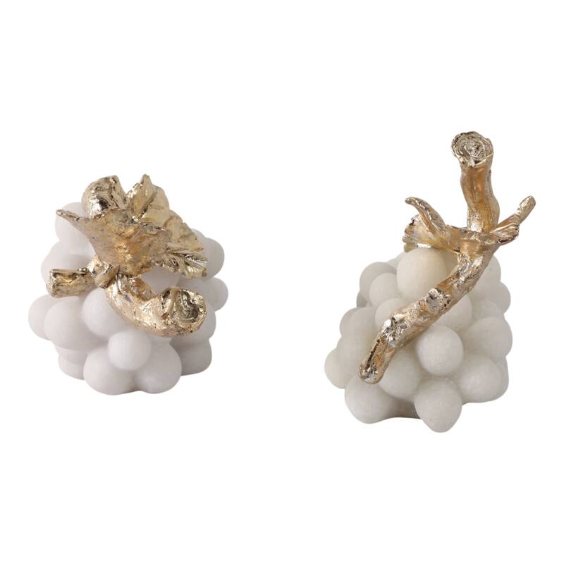 Polyresin Decorative Object Grape Branches (Set of 2) - 7/6" White - 14.25" x 5" x 6"