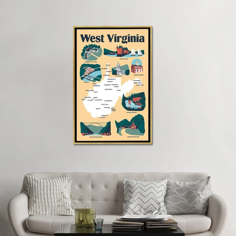 iCanvas "West Virginia" by Vestiges Framed