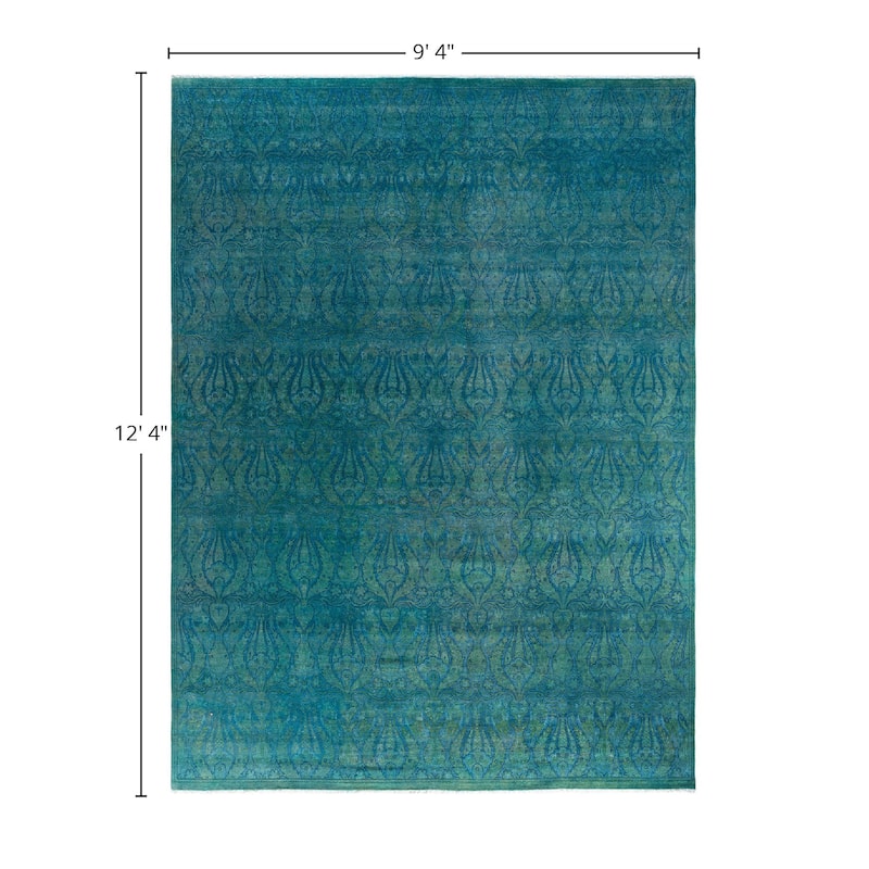 Fine Vibrance One-of-a-Kind Hand-Knotted Area Rug - Blue, 9' 4" x 12' 4" - 9' 4" x 12' 4"