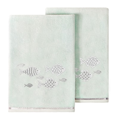 Authentic Hotel and Spa Turkish Cotton Figi 2PC Embellished Bath Towel Set