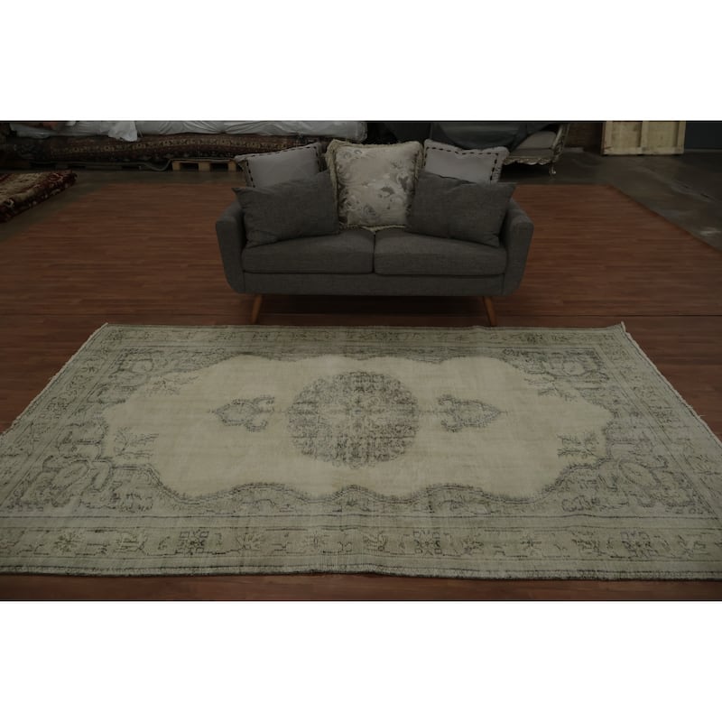 Hand Knotted Oriental 100% Wool Carpet Transitional Traditional Beige & Ivories Anatolian Area Rug - 9' 6'' X 5' 10''