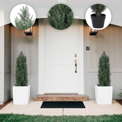 GDFStudio - Thalassa Pine Cypress Plastic Realistic Indoor-Outdoor Tree (Set of 2)