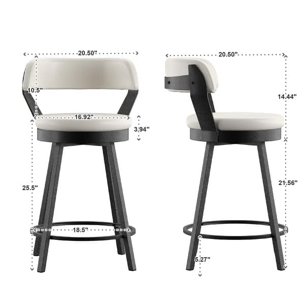 Harley Faux Leather Graphite Grey Metal Swivel Stools (Set of 2) by