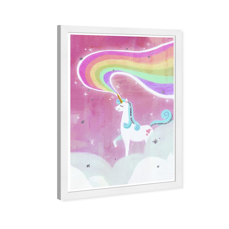 Olivia's Easel 'Unicorn Light' Kids Wall Art Framed Print Pink, White