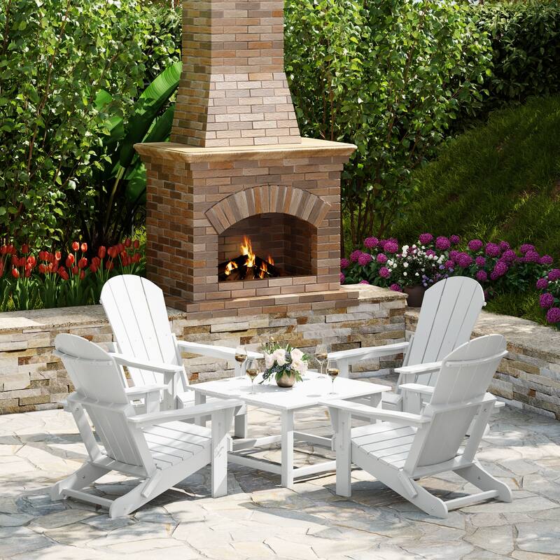 Laguna Outdoor 5-Piece Adirondack Chair With Square Coffee Table Conversation Set