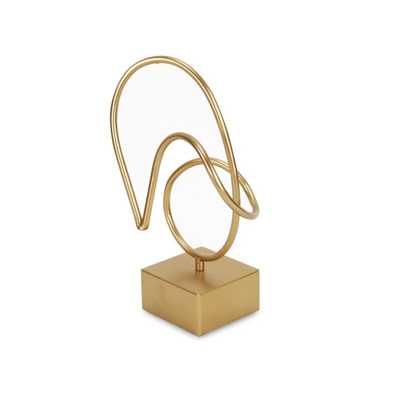 HomeRoots 12" Gold Metal Hand Painted Sculpture - 6.5' X '11.75' X '4.75