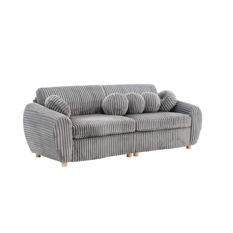 84.4" Corduroy 3-Seater Sofa with Solid Wood Frame, Comfortable Cushions