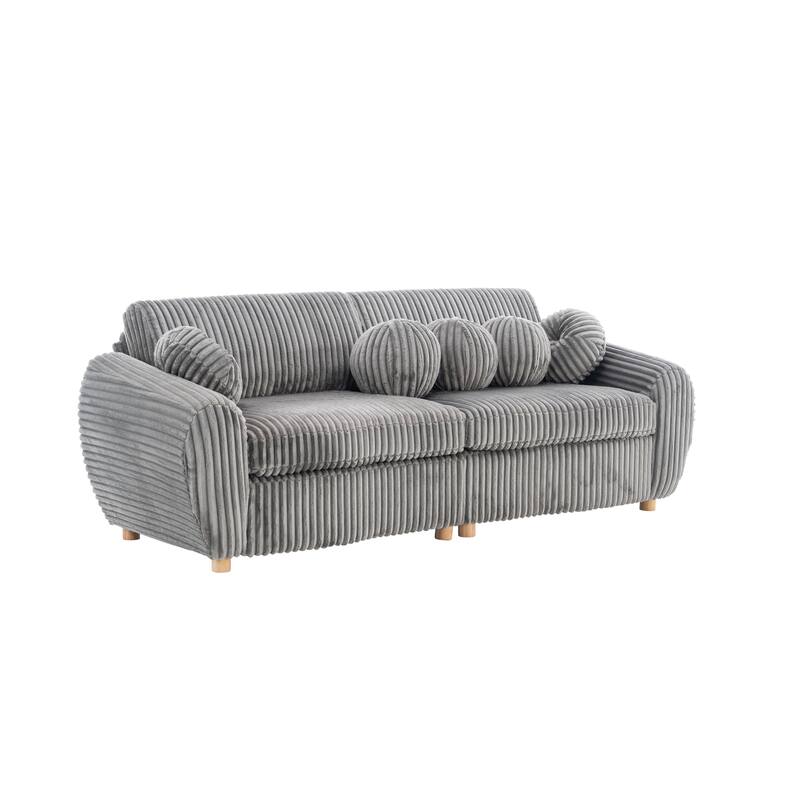 Modern Corduroy 2-Seater Sofa Corner sofa with Solid Wood Frame, for Living Room and Apartment, Grey